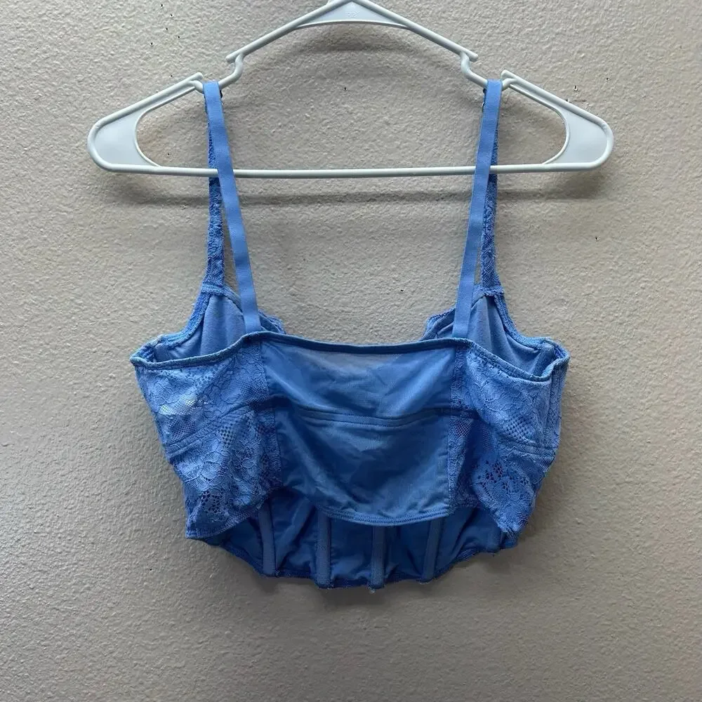 Hollister Women's Gilly Hicks Woven All Over Lace Corset Bustier Top Cropped‎ L